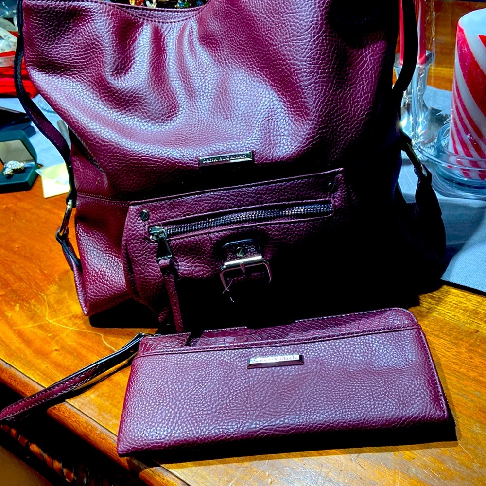 Large satchel mulberry color matching wallet NWOT.